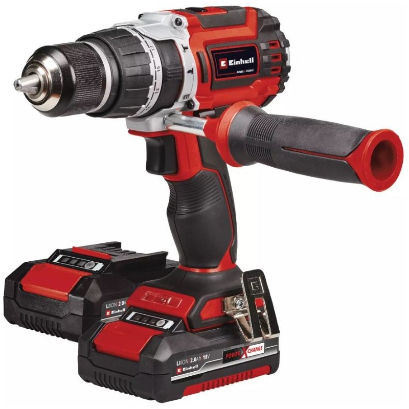 Trapano Avvitatore a Percussione Einhell TP-CD 18/60 Li-i BL 18V Brushless 60 Nm con 2 Batterie 2Ah e 39 Accessori