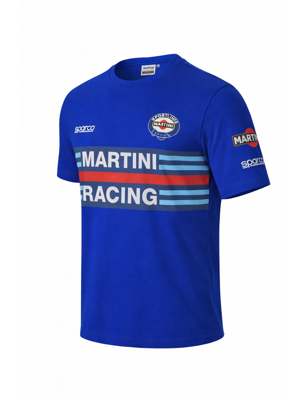 T-Shirt Originale Sparco Martini Racing Azzurro Taglia L in Cotone Elasticizzato Stile Racing Retrò Made in Italy