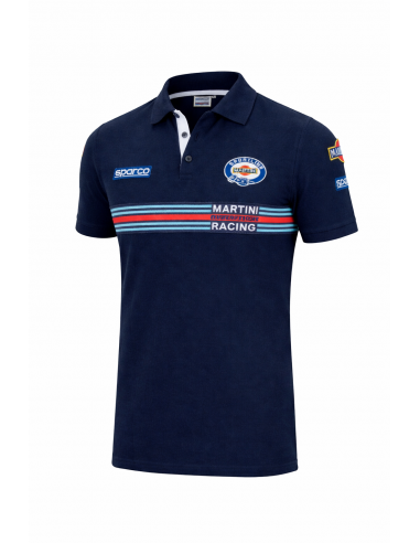 Polo Sparco Originale Martini Racing Replica Taglia L Blue Marine in Pique di Cotone 200 g