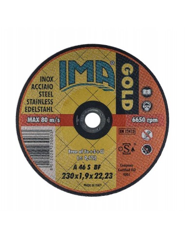 Disco da Taglio Extra Sottile Inox IMA GOLD 115x0,8x22 mm – Rinforzato centro depresso