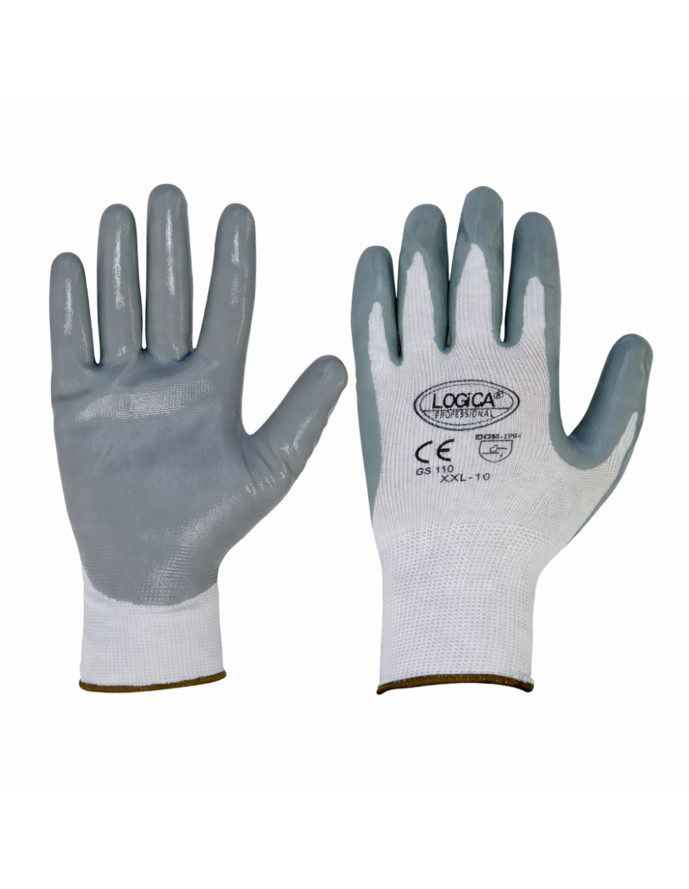 Guanti LOGICA da Lavoro Spalmati in Nitrile Grigio Taglia 8 – Antiscivolo e Traspiranti