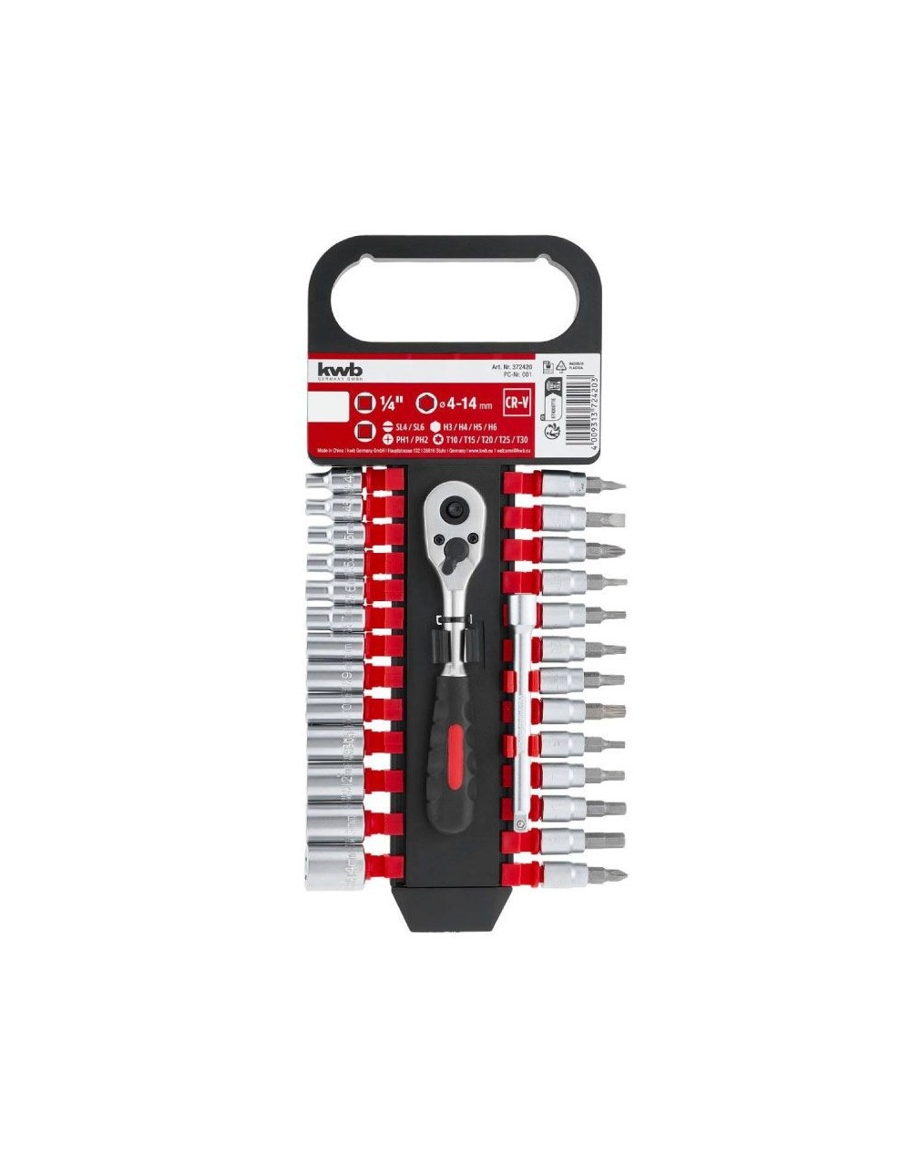 Set Utensili Einhell 28 Pezzi con Cricchetto di Precisione 72 Denti Bussole e Inserti