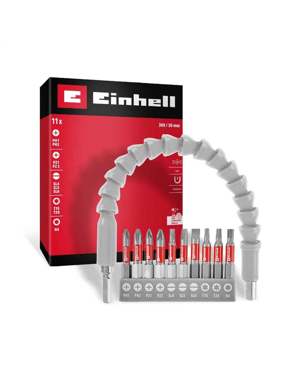 Set di inserti con prolunga flessibile 300mm 11 pezzi