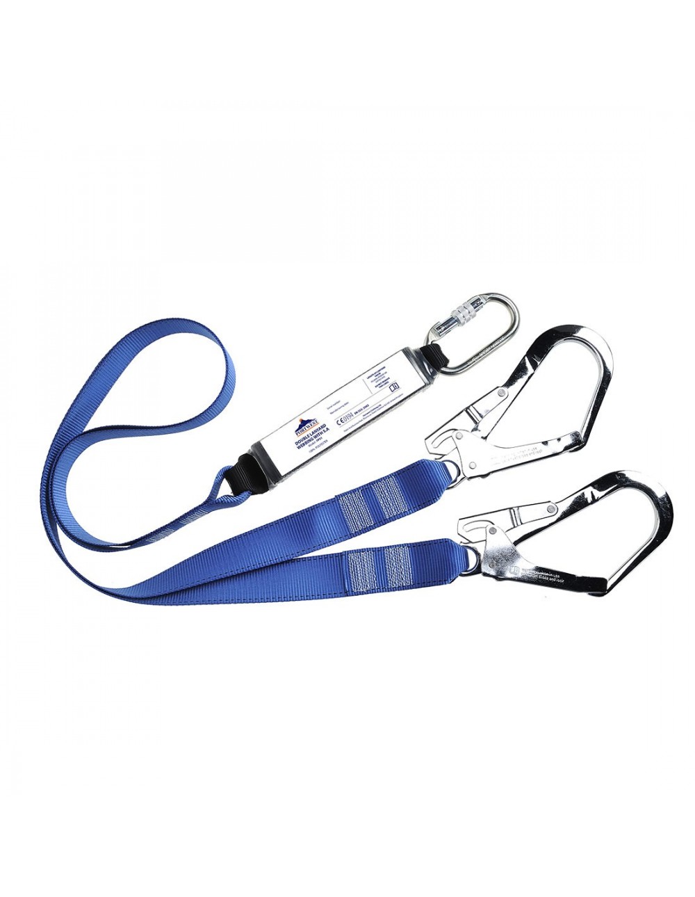 Cordino Anticaduta Portwest FP51 Doppio con Assorbitore 180 cm EN 355 con Ganci Ponteggio 52 mm