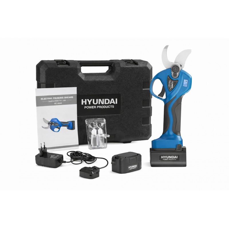 Forbice da Potatura a Batteria Hyundai 35518 SC-8608A 18V 4Ah Taglio Progressivo 32 mm in Valigetta