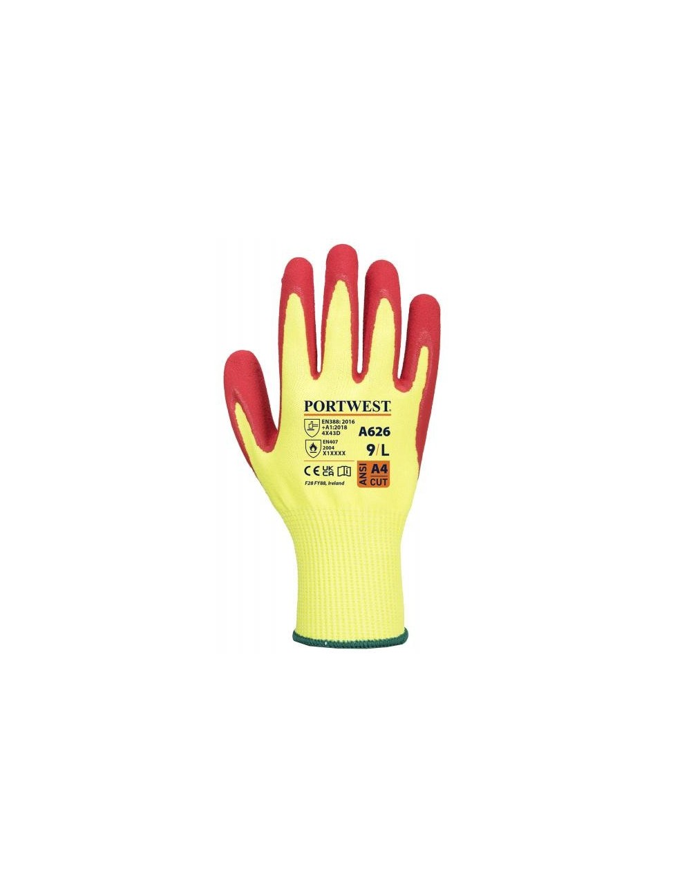 Guanti Antitaglio Portwest A626 Vis-Tex Nitrile Livello D Alta Visibilità Taglia XL