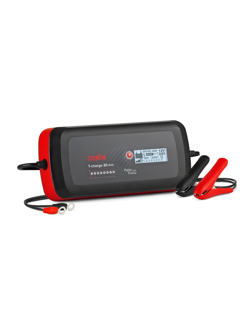 Caricabatterie Telwin T-CHARGE 20 EVO 12V/24V Mantenitore di Carica, Tester e Recupero Batterie LCD