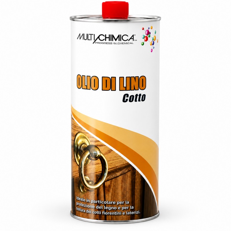 Olio di Lino Cotto Multichimica 1 Litro Protettivo per Legno, Cotto Fiorentino e Laterizi