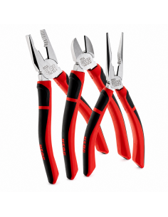 Set Pinze USAG 150 AG/SE3 3 pezzi con pinza universale, pinza a becchi mezzotondi e tronchese professionali