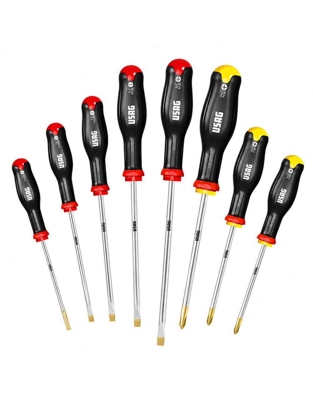 Serie Giraviti USAG 324 SH8 8 pezzi a taglio e Phillips con impugnatura ergonomica