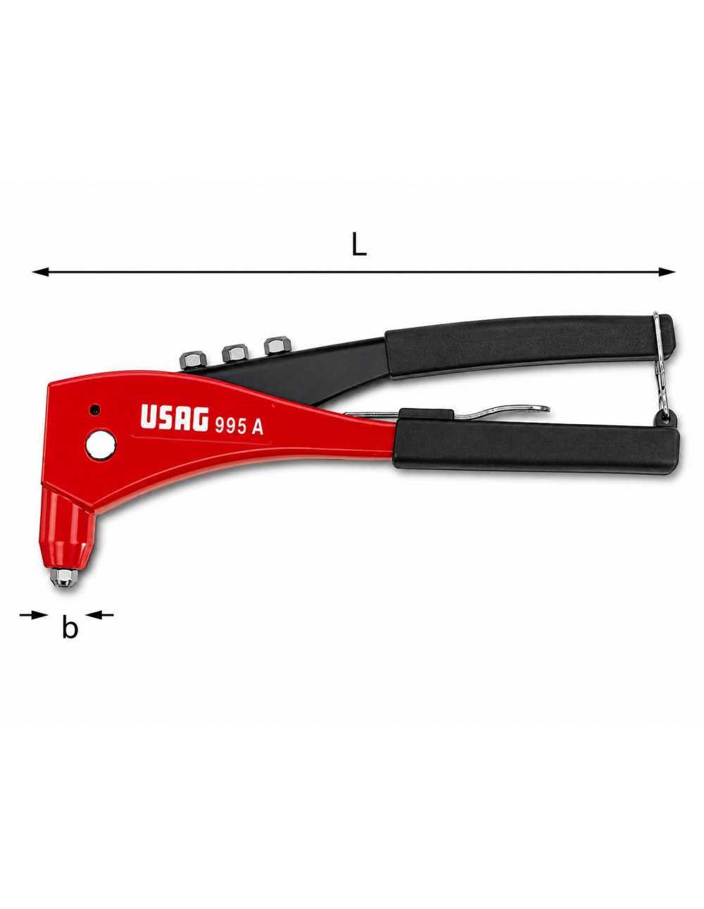 Rivettatrice Manuale USAG 995 A con 4 testine intercambiabili da 2,4 a 4,8 mm