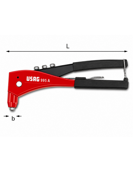 Rivettatrice Manuale USAG 995 A con 4 testine intercambiabili da 2,4 a 4,8 mm