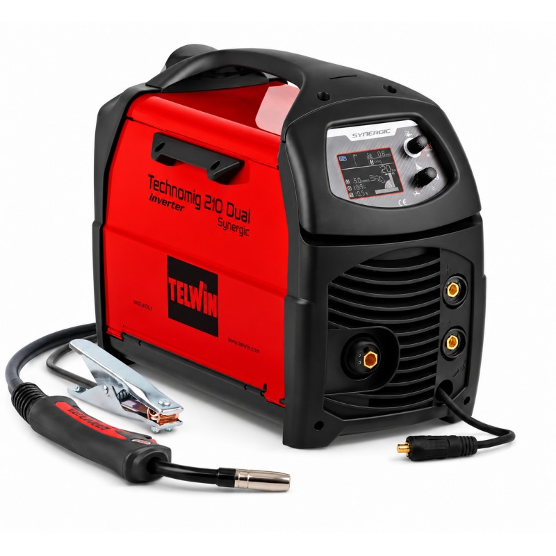 Saldatrice multiprocesso inverter Telwin Technomig 210 Dual Synergic 200A con display LCD saldatura anche NO Gas