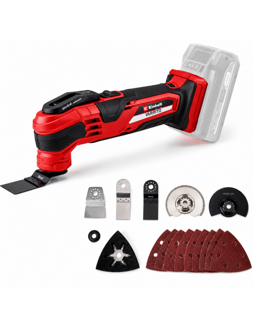 Utensile multifunzione oscillante Einhell VARRITO a batteria 18V Multiutensile da 22 a 40 mila oscillazioni accessori inclusi
