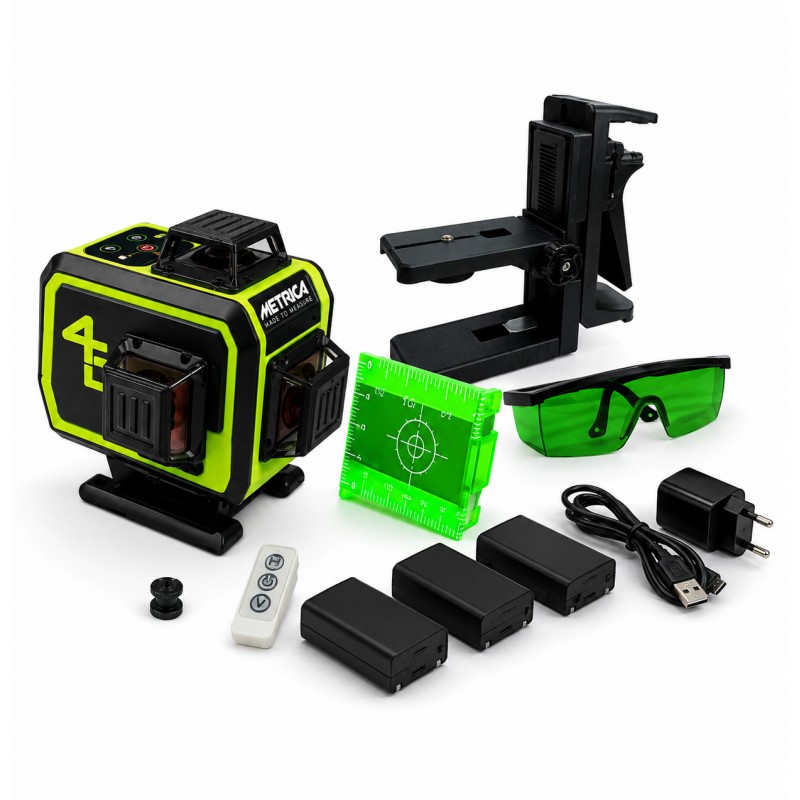 Laser autolivellante Green Metrica 4D raggio verde 360° con supporto magnetico controllo da telecomando