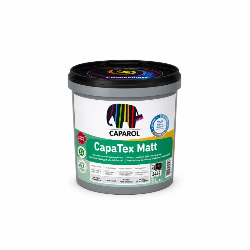 Idrosmalto Murale Superopaco Caparol CapaTex Matt Base 1 Bianco 1 L