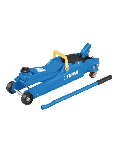 Cric a profilo ribassato 2T per auto e veicoli in acciaio con ruote girevoli