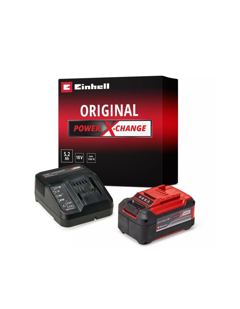 Starter Kit Einhell Power X-Change 18V 5,2 Ah con Batteria e Caricabatterie Rapido 3A PXC