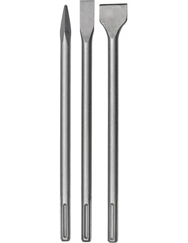 Set di 3 Scalpelli originali per martello demolitore in acciaio lunghezza 400 mm SDS Max