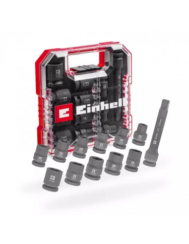 Set di Bussole Einhell in valigetta 12 Pz per avvitatore impulsi attacco 1/2"
