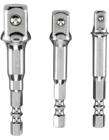 Set di 3 adattatori per chiavi a Bussola KWB Expert 1/4",3/8",1/2" in acciaio CV con sfera