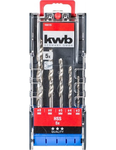 Punte per trapano avvitatore metallo ferro Kit da 5 Pz KWB 3 - 4 - 5 - 6 - 8 mm HSS alte prestazioni Einhell Professional