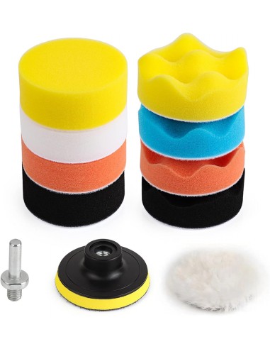 Tamponi in spugna per lucidatura Kit da 12 Pz Yato YT-47930 Diametro 80 mm attacco M10