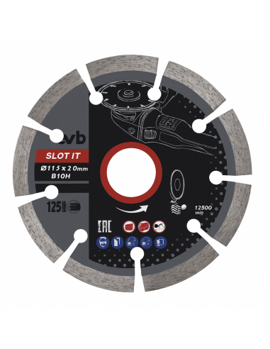 Disco diamantato segmentato Green Line 125 mm spessore 1,9 mm Kwb Einhell Taglio a secco e acqua
