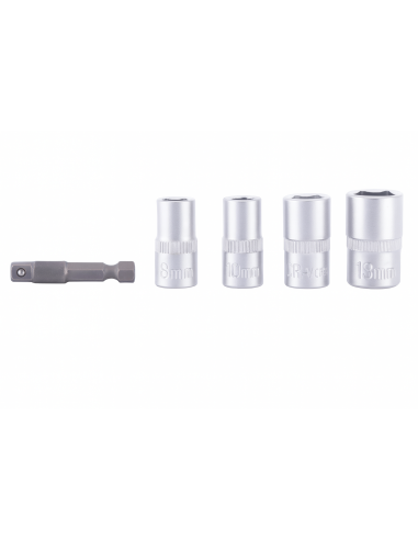 Chiavi a bussola Kit con adattatore gambo 1/4" Einhell diametro 7/8/10/13 - 5 pz