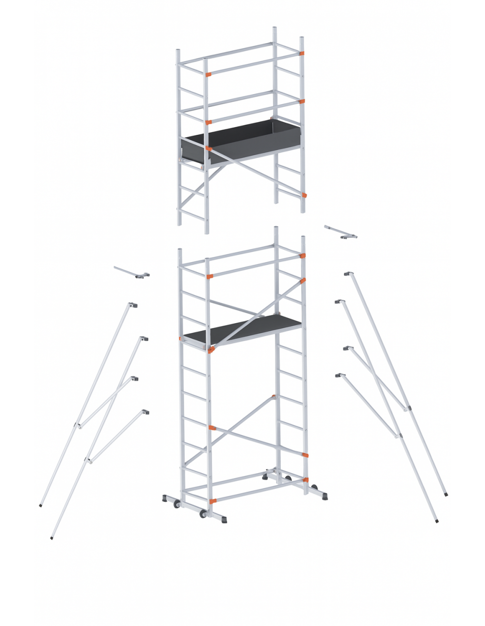 Modulo Kit alzata FA600FL per trabatello Gierre FAST&LOCK 600 in alluminio altezza 5,8 mt con ruote e bracci stabilizzatori