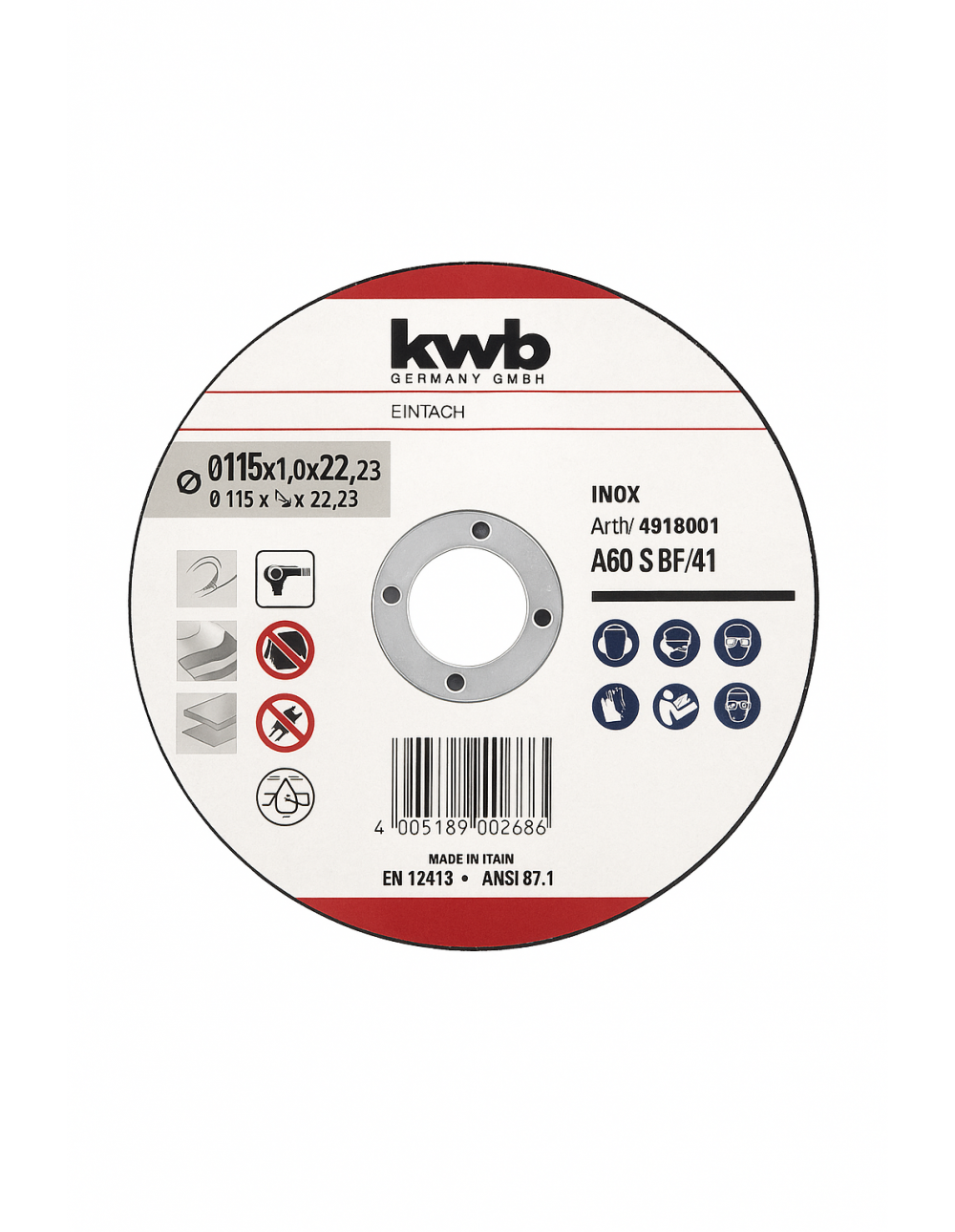 Disco da taglio per metallo ferro smerigliatrice da 125 mm spessore 1,6 mm Kwb Einhell