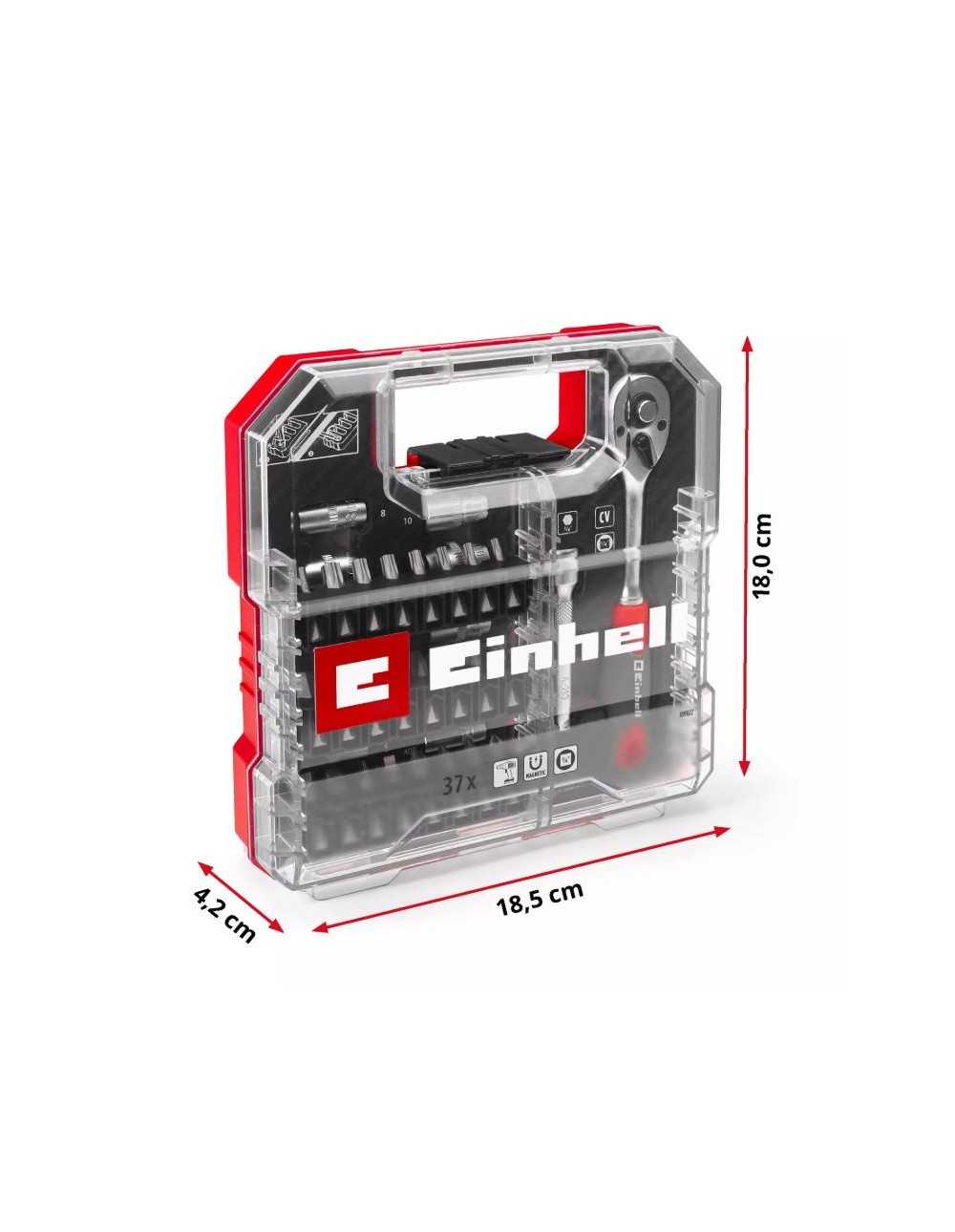 Serie bussole e bit Einhell da 37 pezzi set di utensili completo attacco esagonale da 1/4"