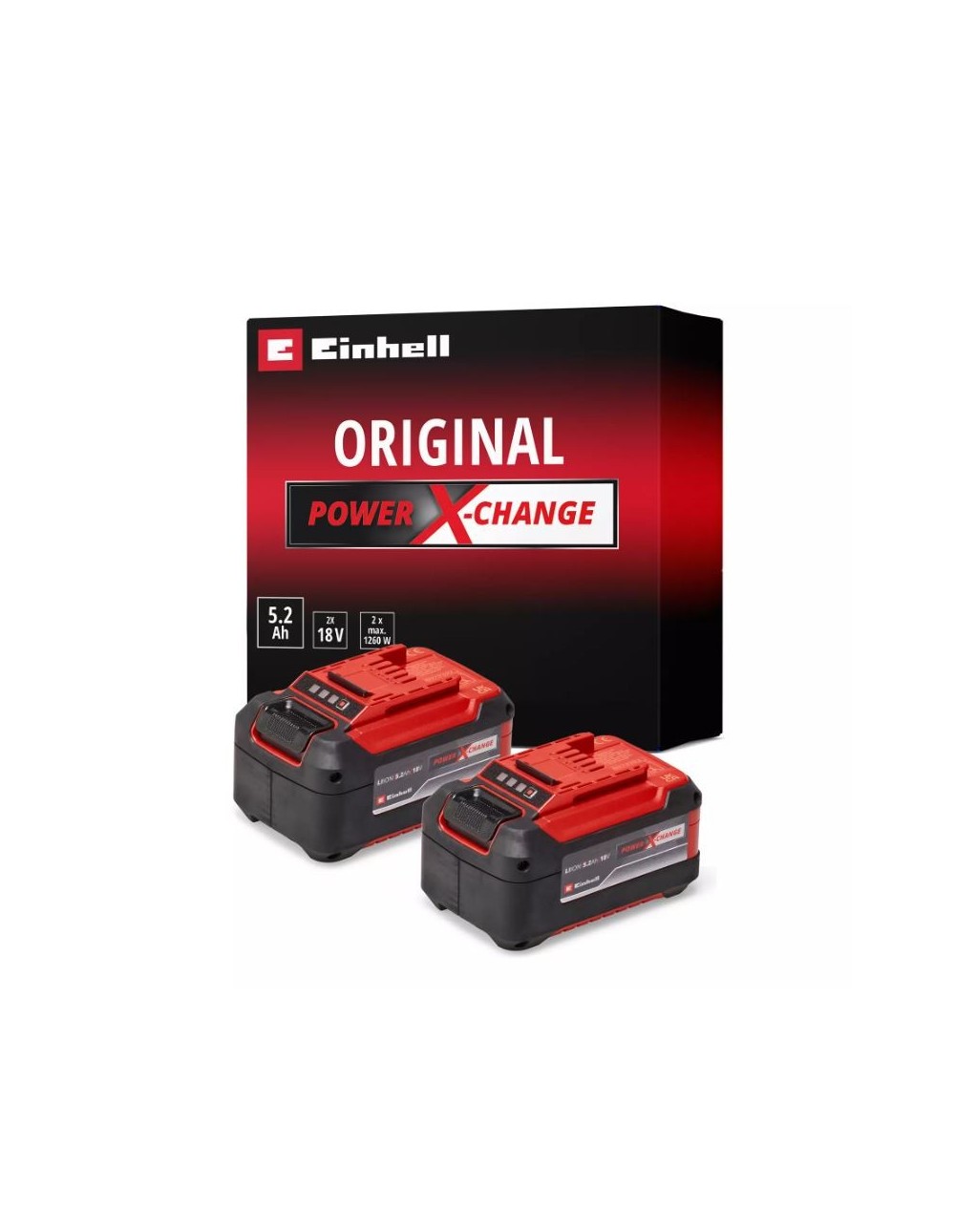 Set 2 Batterie Einhell Power X-Change PLUS 18V 5,2 Ah al Litio per Elettroutensili PXC