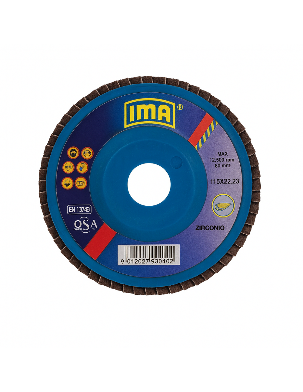 Disco Lamellare professionale IMA zirconio ZLNK 115×22,23 Grana 120 per acciaio inox e ferro